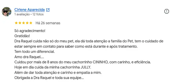 Avaliação de Cirlene Aparecida no Google Perfil de Empresas